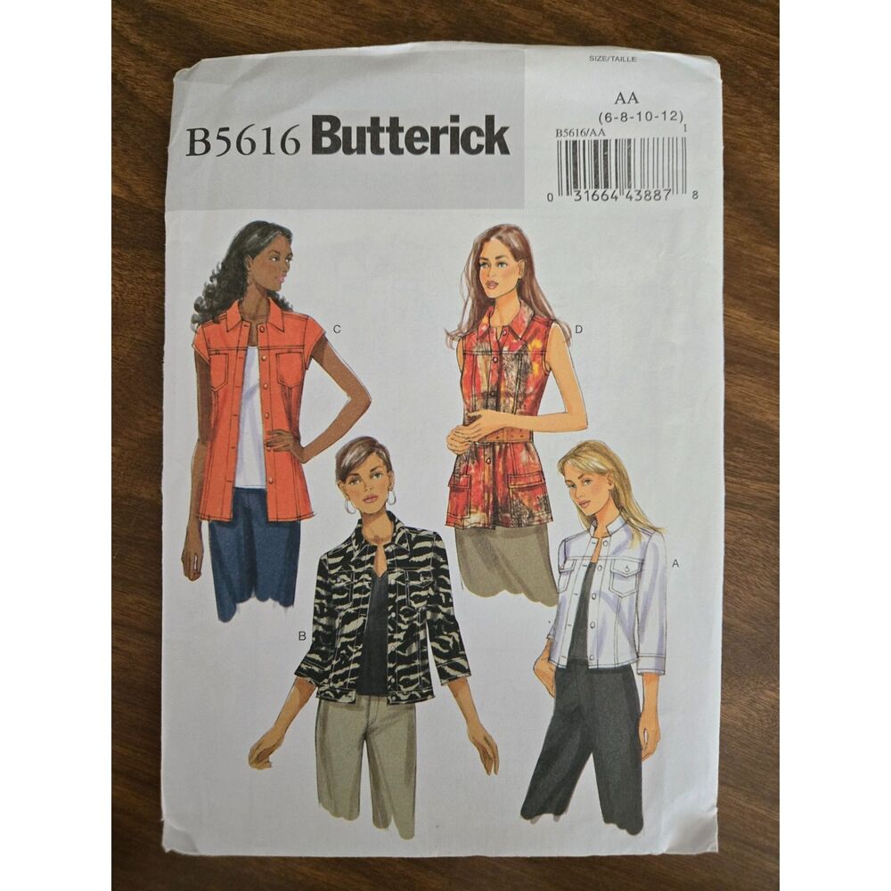 Butterick Pattern B5616 Women Size AA 6-12 Blouse Jacket Sewing